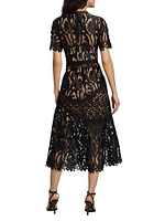Prairie Guipure Lace Midi-Dress