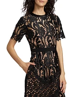 Prairie Guipure Lace Midi-Dress