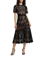 Prairie Guipure Lace Midi-Dress