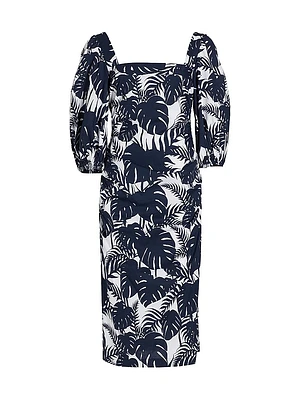 MICHELLE SMITH x Saks Gemma Balloon-Sleeve Midi-Dress