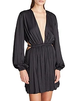Leila Satin V-Neck Cutout Minidress