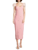 Cameron Ostrich Feather-Trimmed Midi-Dress