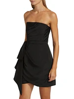 Strapless Draped Faille Minidress