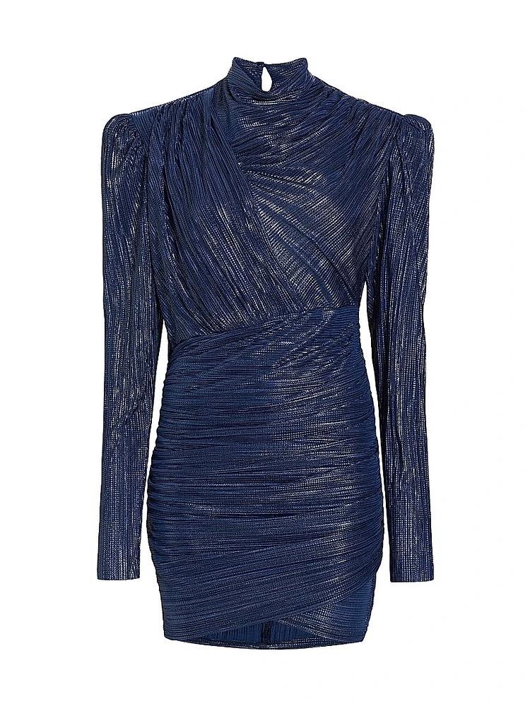 Maya Foil Pleated Knit Minidress