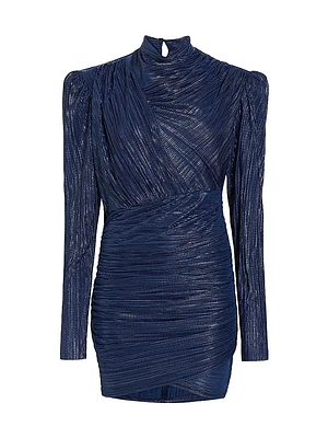 Maya Foil Pleated Knit Minidress
