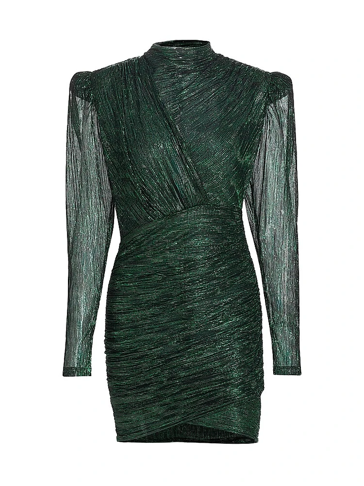 Maya Foil Pleated Knit Minidress