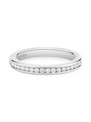 Platinum & Channel-Set Natural Diamond Half Eternity Band/2.5MM