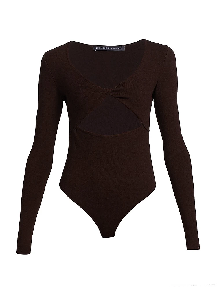 Knit Twisted Cut-Out Bodysuit