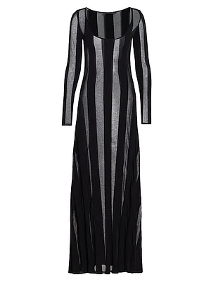 Semi-Sheer Striped Maxi Dress