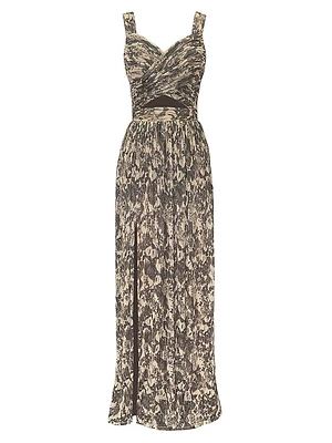 Mirabella Floral Crossover Cut-Out Gown