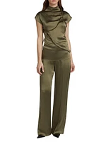Pieced Wide-Leg Pants
