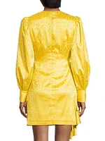 Leopard Jacquard Draped Minidress
