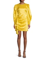 Leopard Jacquard Draped Minidress