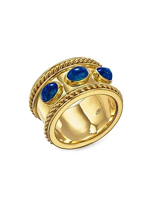 Florence86 18K Yellow Gold & Blue Sapphire Braided Band Ring
