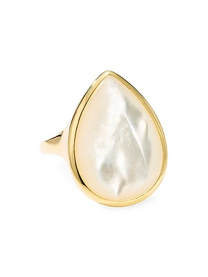 Polished Rock Candy 18K Yellow Gold & Mother-Of-Pearl Medium Teardrop Ring