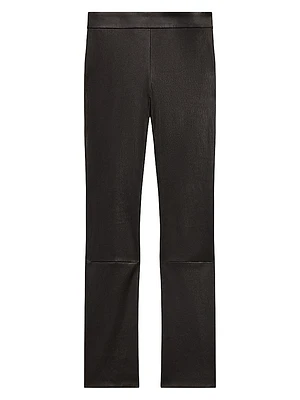 Leather Slim Kick Crop Pants