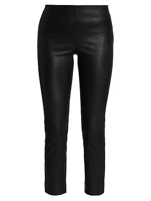 Leather Slim-Fit Ankle Pants
