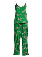 Taavi 2-Piece Zebra-Print Satin Camisole Pajama Set