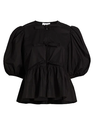 Cotton Poplin Peplum Blouse