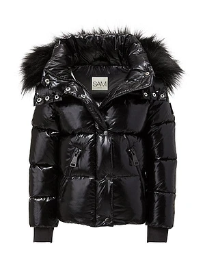 Little Girl's & Girl's Elsa Faux Fur-Trimmed Metallic Jacket