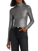 Soft Touch Metallic Turtleneck Top