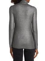 Soft Touch Metallic Turtleneck Top