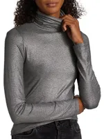 Soft Touch Metallic Turtleneck Top