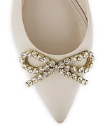 Lee Crystal Bow Suede Flats
