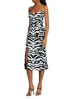 Strapless Sequin-Embroidered Midi-Dress