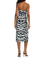 Strapless Sequin-Embroidered Midi-Dress