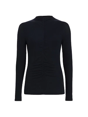 Theresa Ruched Jersey Turtleneck Sweater