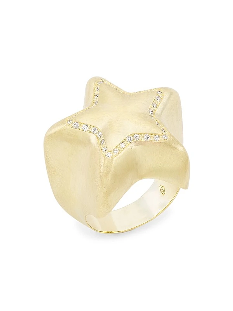 14K Yellow Gold & 0.2 TCW Diamond Star Ring