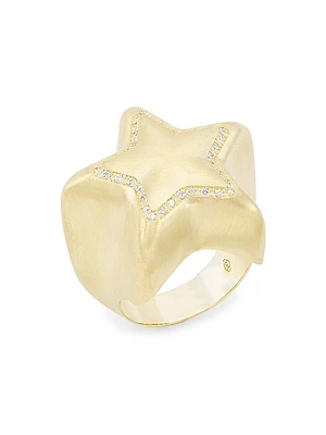 14K Yellow Gold & 0.2 TCW Diamond Star Ring