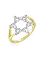 14K Yellow Gold & Diamond Star Of David Ring