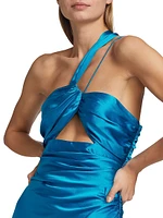 Asymmetric Silk Midi-Dress