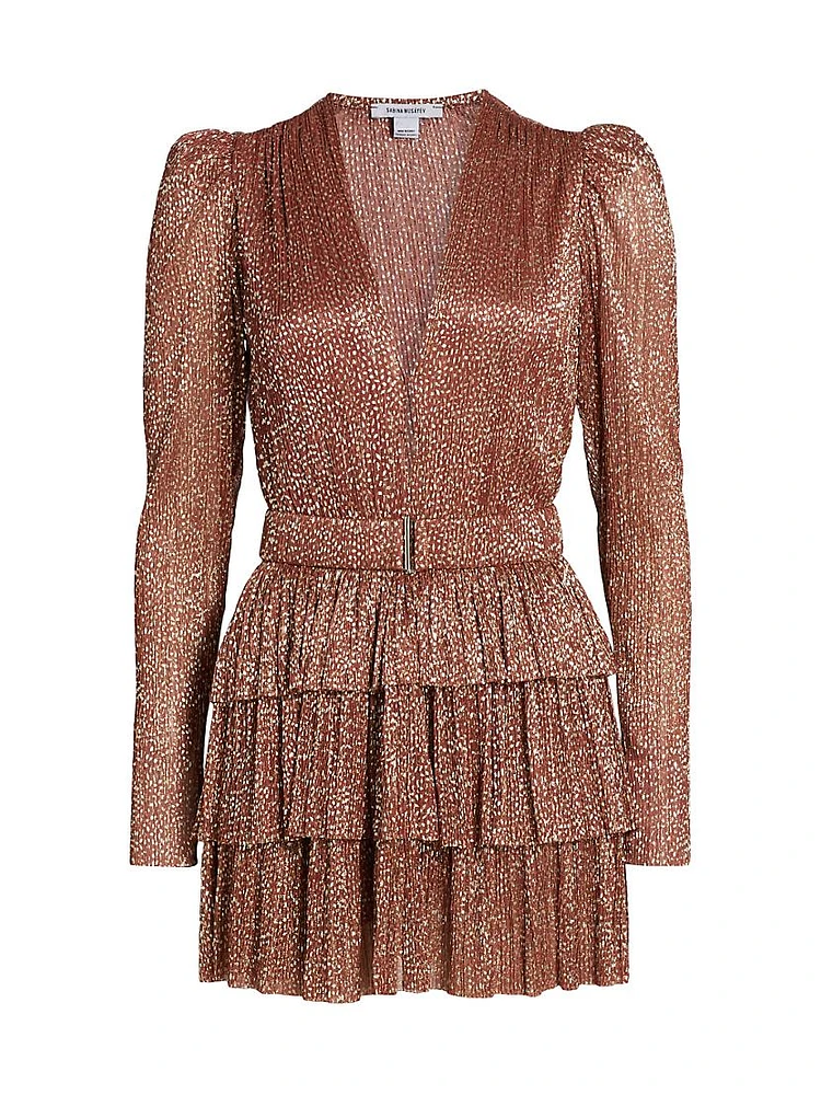 Carry Metallic Foil Ruffled Minidress