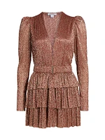 Carry Metallic Foil Ruffled Minidress