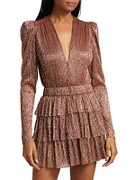 Carry Metallic Foil Ruffled Minidress