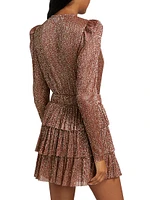 Carry Metallic Foil Ruffled Minidress