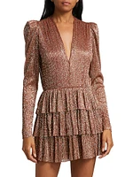 Carry Metallic Foil Ruffled Minidress