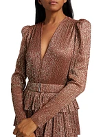 Carry Metallic Foil Ruffled Minidress