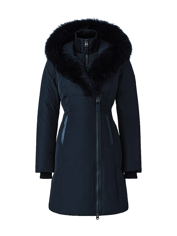 Kay Shearling-Collar Down Coat