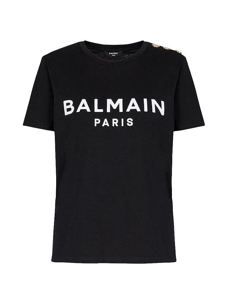 Button-Embellished Logo T-Shirt