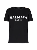 Button-Embellished Logo T-Shirt