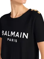 Button-Embellished Logo T-Shirt