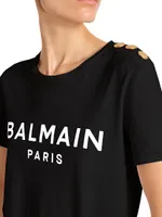 Button-Embellished Logo T-Shirt