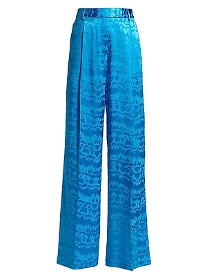 High-Waisted Wide-Leg Pleated Trousers