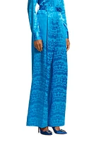 High-Waisted Wide-Leg Pleated Trousers