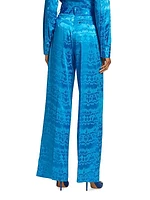 High-Waisted Wide-Leg Pleated Trousers