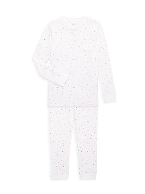 Little Kid's & Star Crown Print 2-Piece Pajama Set